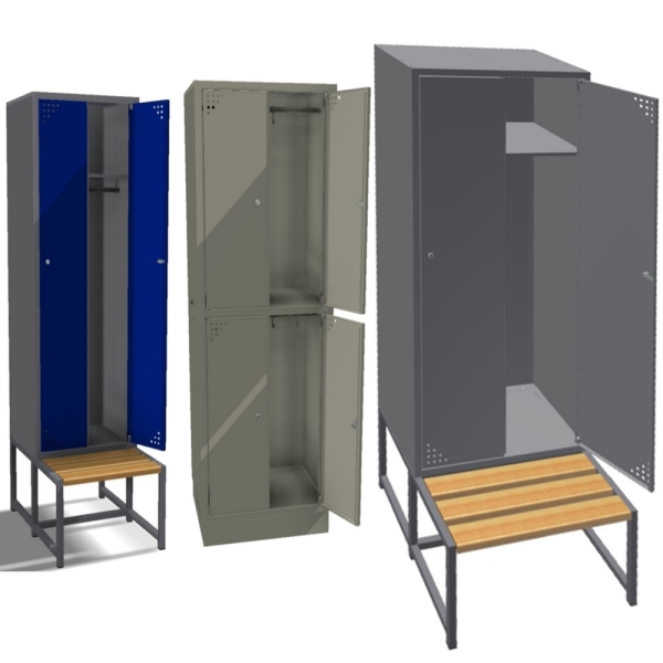 Yksittäinen metallinen vaatekaappi, penkillä (SML-40-1) Yksittäinen metallinen vaatekaappi, penkillä (SML-40-1)
