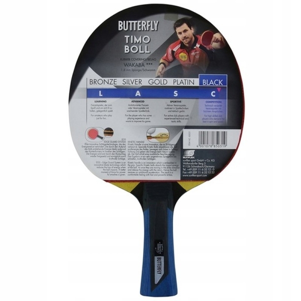 Butterfly pöytätennismaila Timo Boll Musta Butterfly pöytätennismaila Timo Boll Musta