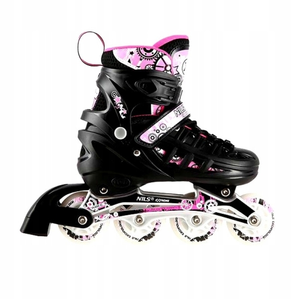 A-l inline-luistimet, Nils Extreme 4-in-1 LED, NH10905, koko (L) 39-42, väri musta/vaaleanpunainen. A-l inline-luistimet, Nils Extreme 4-in-1 LED, NH10905, koko (L) 39-42, väri musta/vaaleanpunainen.