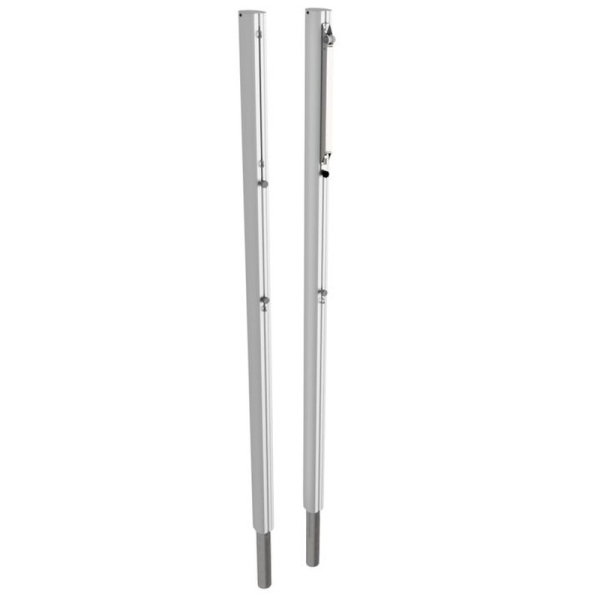 Alumiiniset lentopallotolpat, turnaus, soikea profiili 120x100 mm sovittimella.