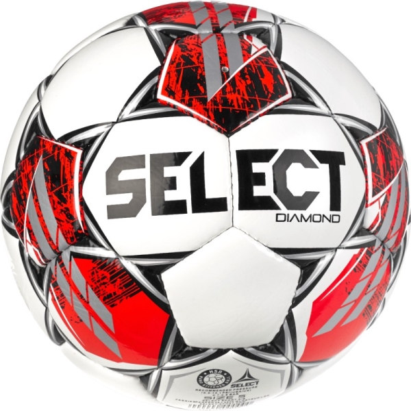 Select Diamond jalkapallo, koko 5, väri valkoinen ja punainen.
