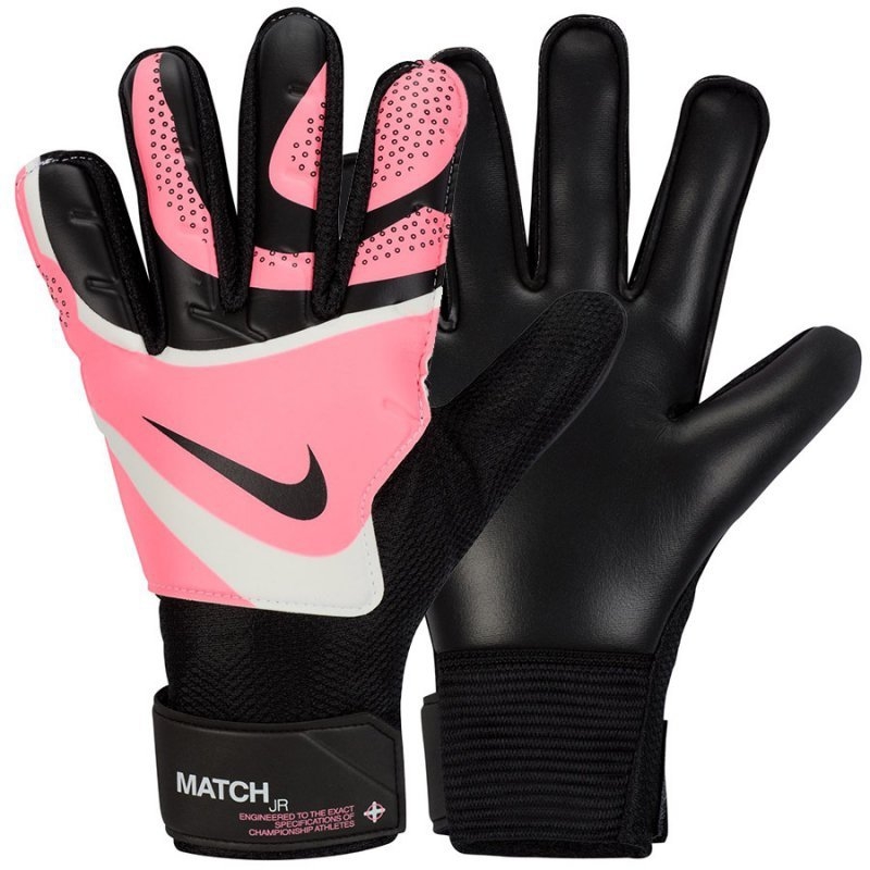 Nike GK Match JR maalivahtikäsineet, musta, vaaleanpunainen ja valkoinen.