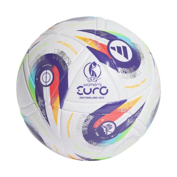 Adidas Euro 25 Sveitsi Liiga Naisten jalkapallo, koko 5, väri valkoinen-violetti-punainen-keltainen. Adidas Euro 25 Sveitsi Liiga Naisten jalkapallo, koko 5, väri valkoinen-violetti-punainen-keltainen.