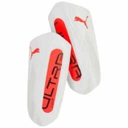 Puma Ultra Light Strap jalkapallosuoja, väri valkoinen ja oranssi