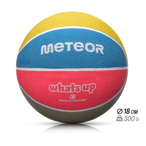 Meteor Whats Up koripallo, koko 3, väri violetti-pinkki-vihreä-maroni