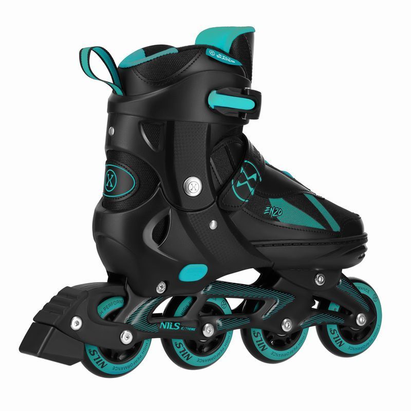 Nils Enzo 2-in-1 inline-luistimet, NH382, koko 28/31, väri musta/turkoosi.