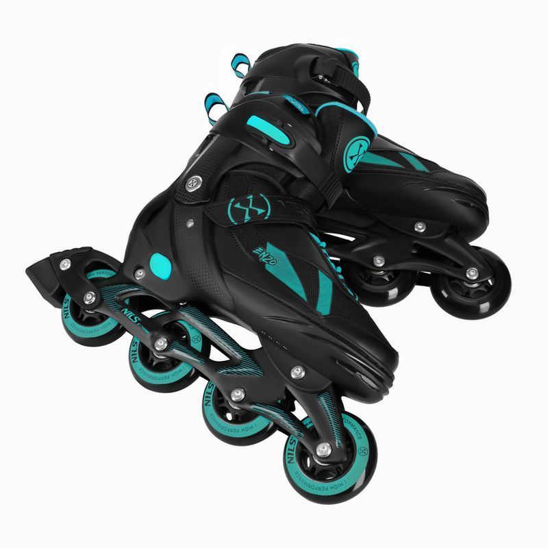 Nils Enzo 2-in-1 inline-luistimet, NH382, koko 28/31, väri musta/turkoosi.