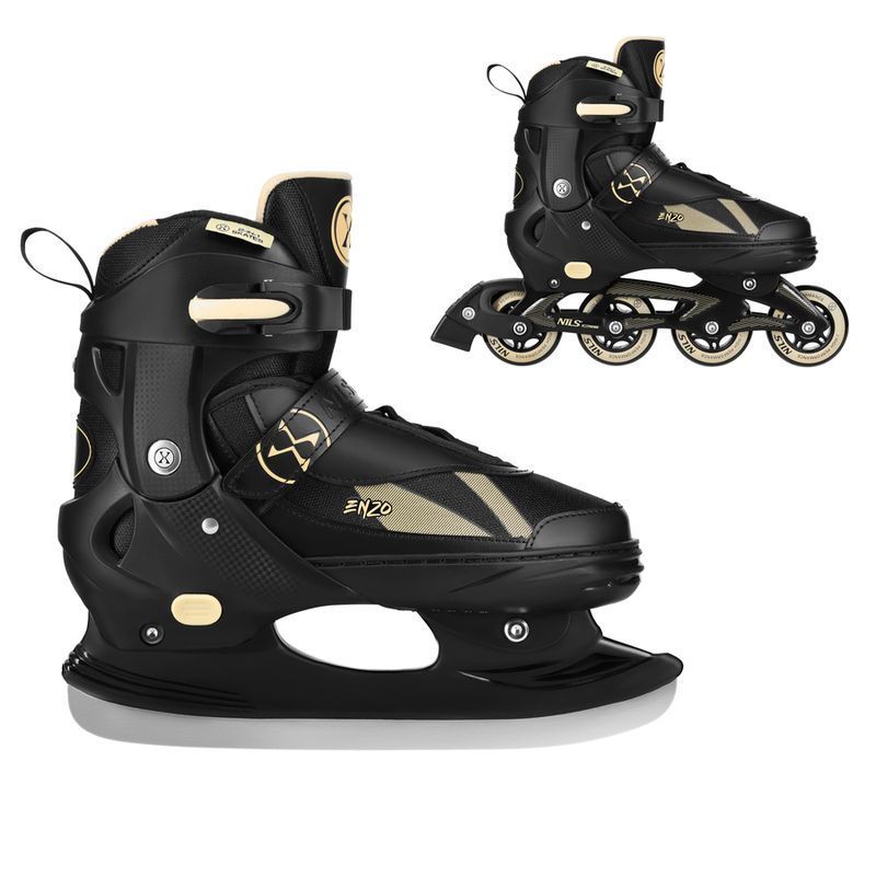 Nils Enzo 2-in-1 inline-luistimet, NH382, väri musta ja beige.
