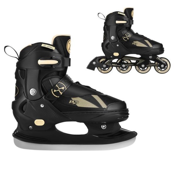 Nils Enzo 2-in-1 inline-luistimet, NH382, väri musta ja beige.