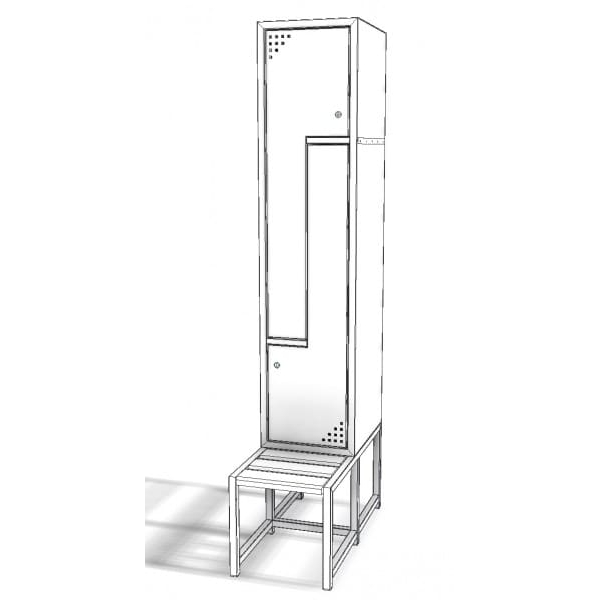 Szafa ubraniowa metalowa z drzwiami typu L, 2-drzwiowa, z ławką (SML-40-2L) Szafa ubraniowa metalowa z drzwiami typu L, 2-drzwiowa, z ławką (SML-40-2L)